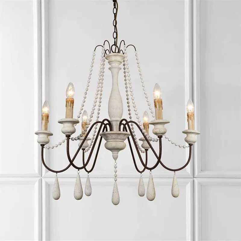 American Restaurant Pendant Lamp French Retro Loft Living Room European Villa Droplight stairs Solid