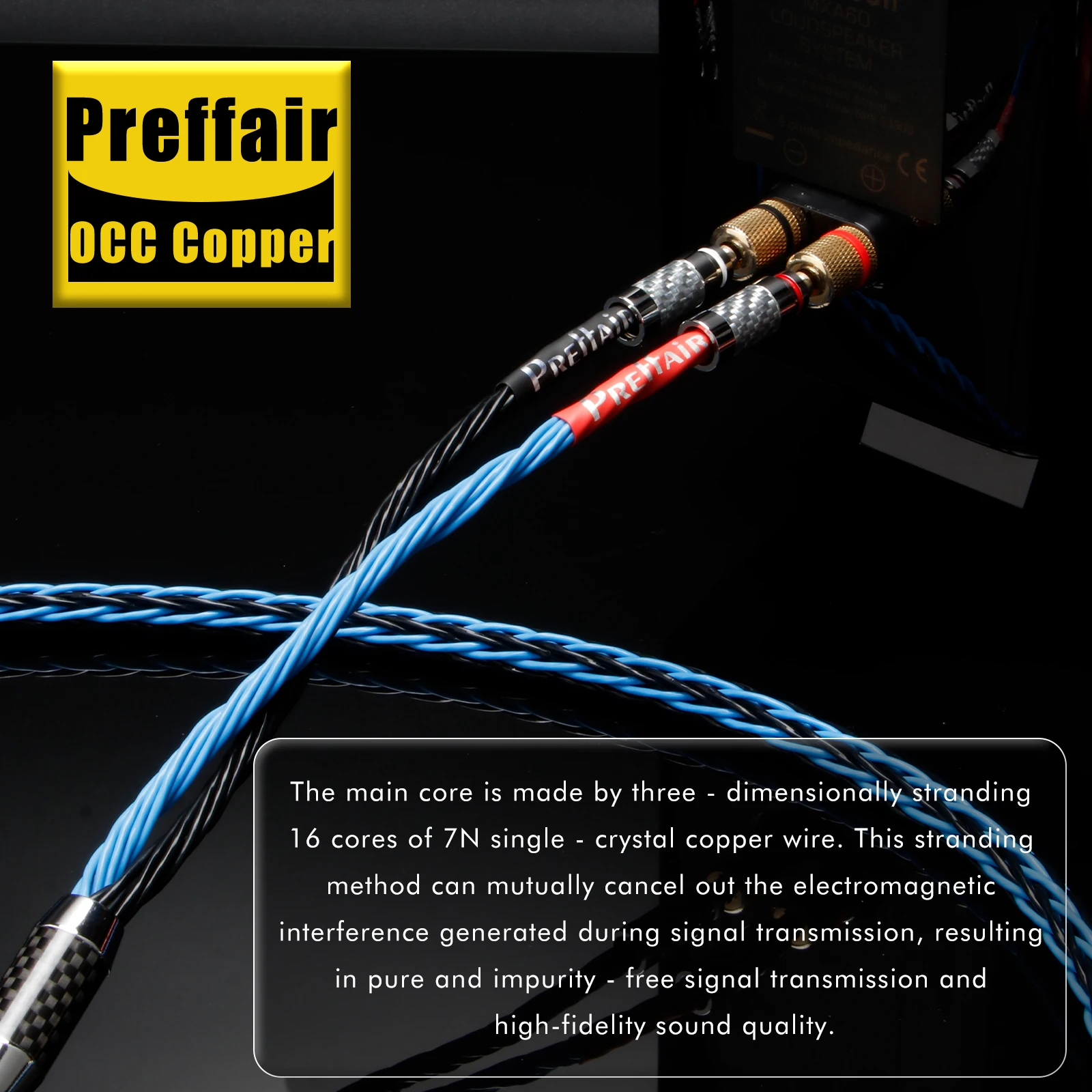 Cabo de Áudio 8TC Varistrand OCC para Conexão de Amplificador e Caixa de Som Y-Y / Plugue Banana-Plugue Banana / Plugue Y-Banana