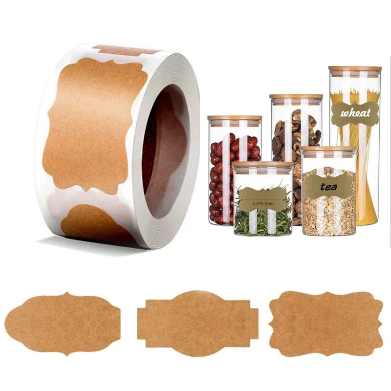 300 Stickers/Rolls/30x50mm Kraft Paper Blank Decorative Stickers Stickers Diy Stickers Baking Packaging Stickers Labels