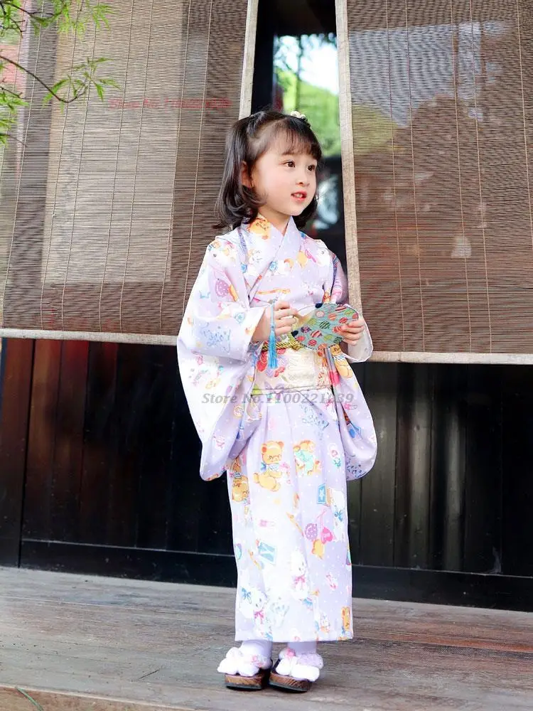 2025 children japanese kimono dress national flower print yukata bathrobe kimono clothing haori japan uniform cosplay costume