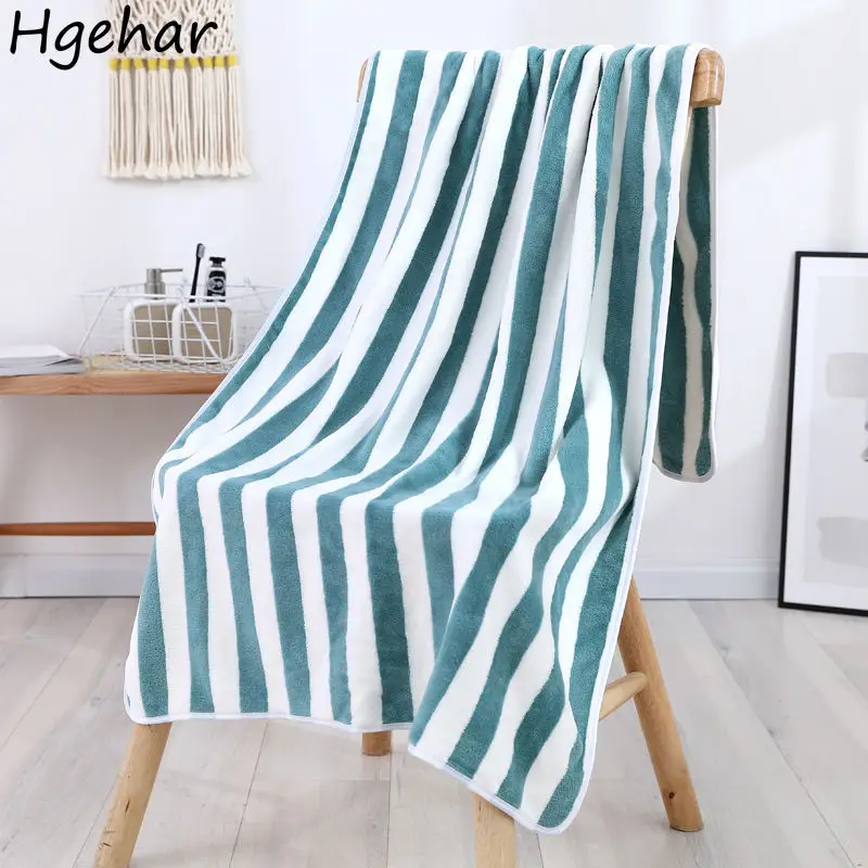 

Striped Bath Towel Fashion Ulzzang Bathroom Comfortable Design Hotel Popular Fleece Toalla Simple Household Home Textile Wiping