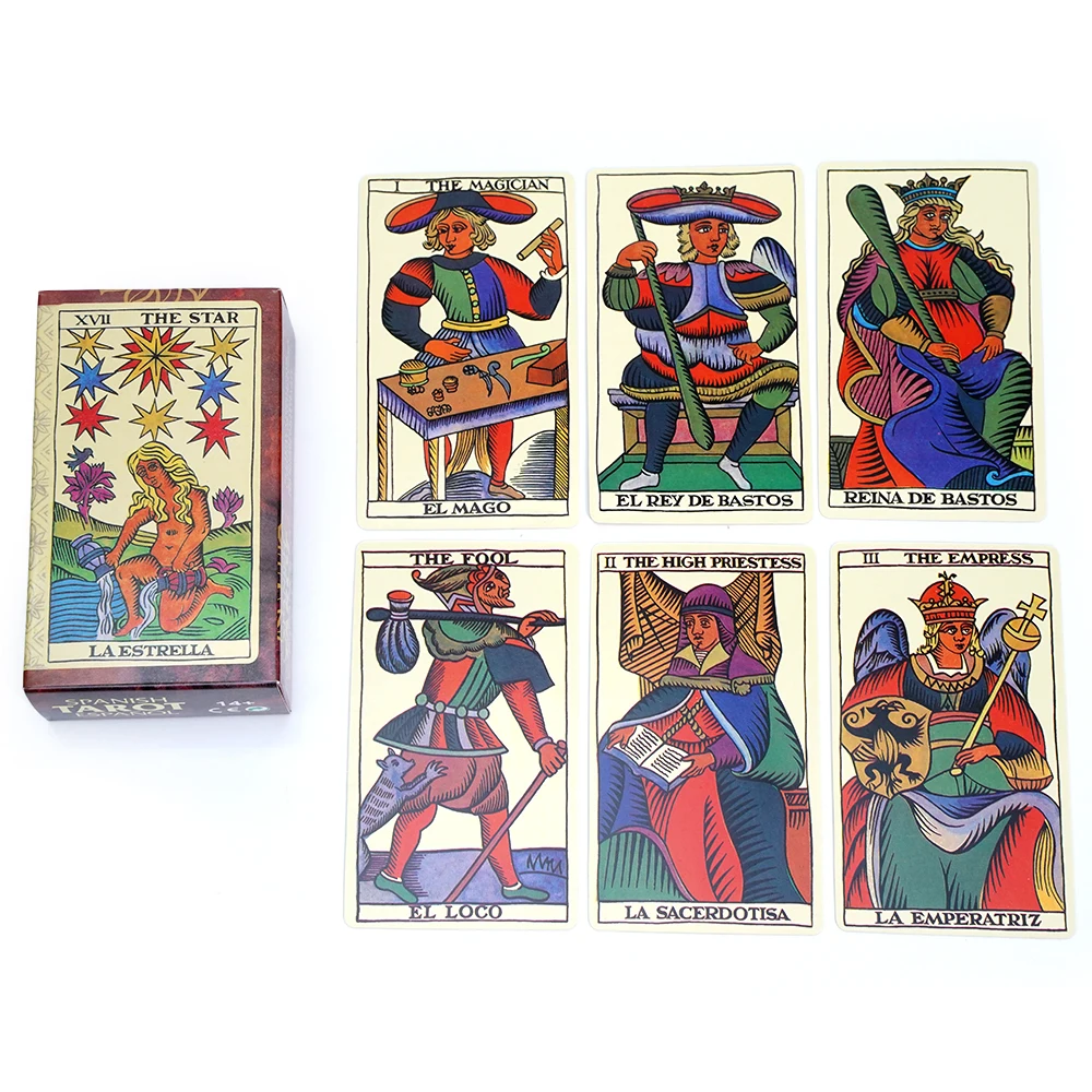 Española La Estrella Tarot The Star Oracle Deck Hiszpański Zestaw Kart Boski z Papierowymi Poradnikami Gra Rodzinna