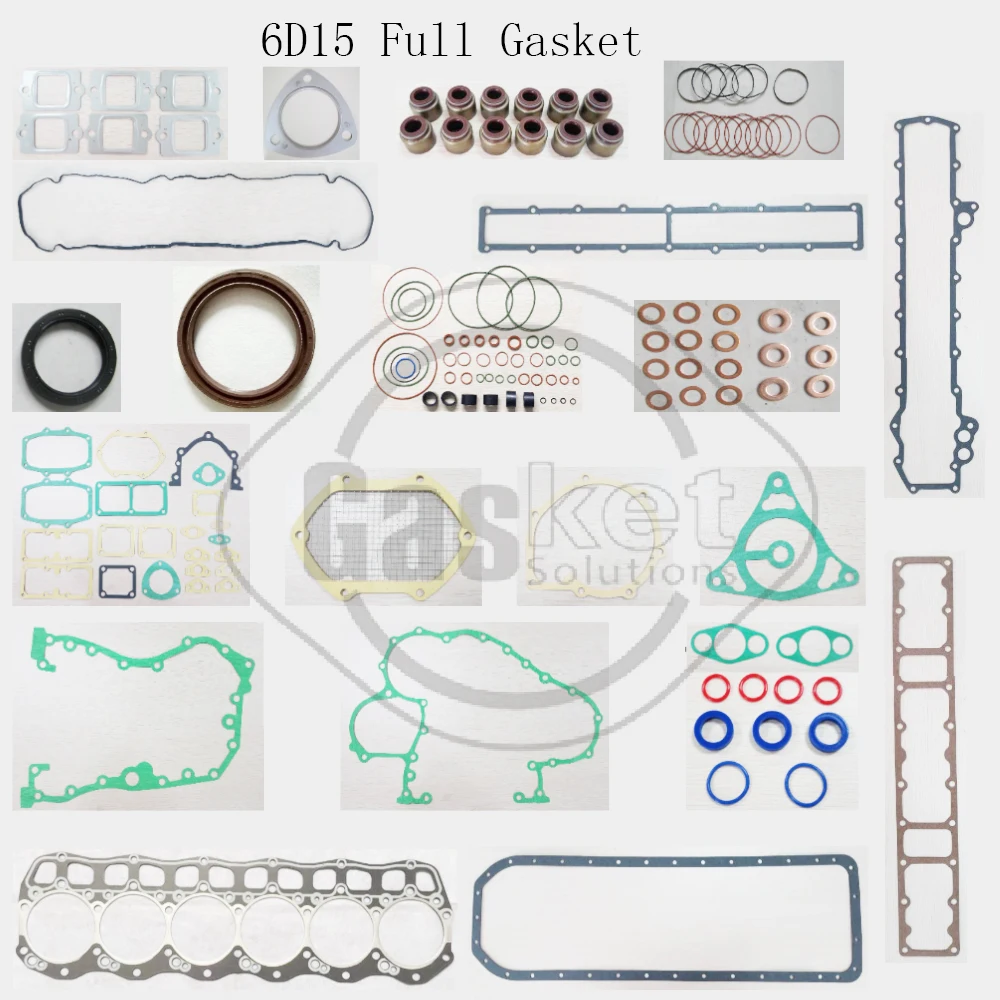 6D15 6D15T 6D15-2AT Engine Full Gasket Kit Cylinder Head Fits Mitsubishi Excavator Loader Truck ME999459 Square hole  round hole