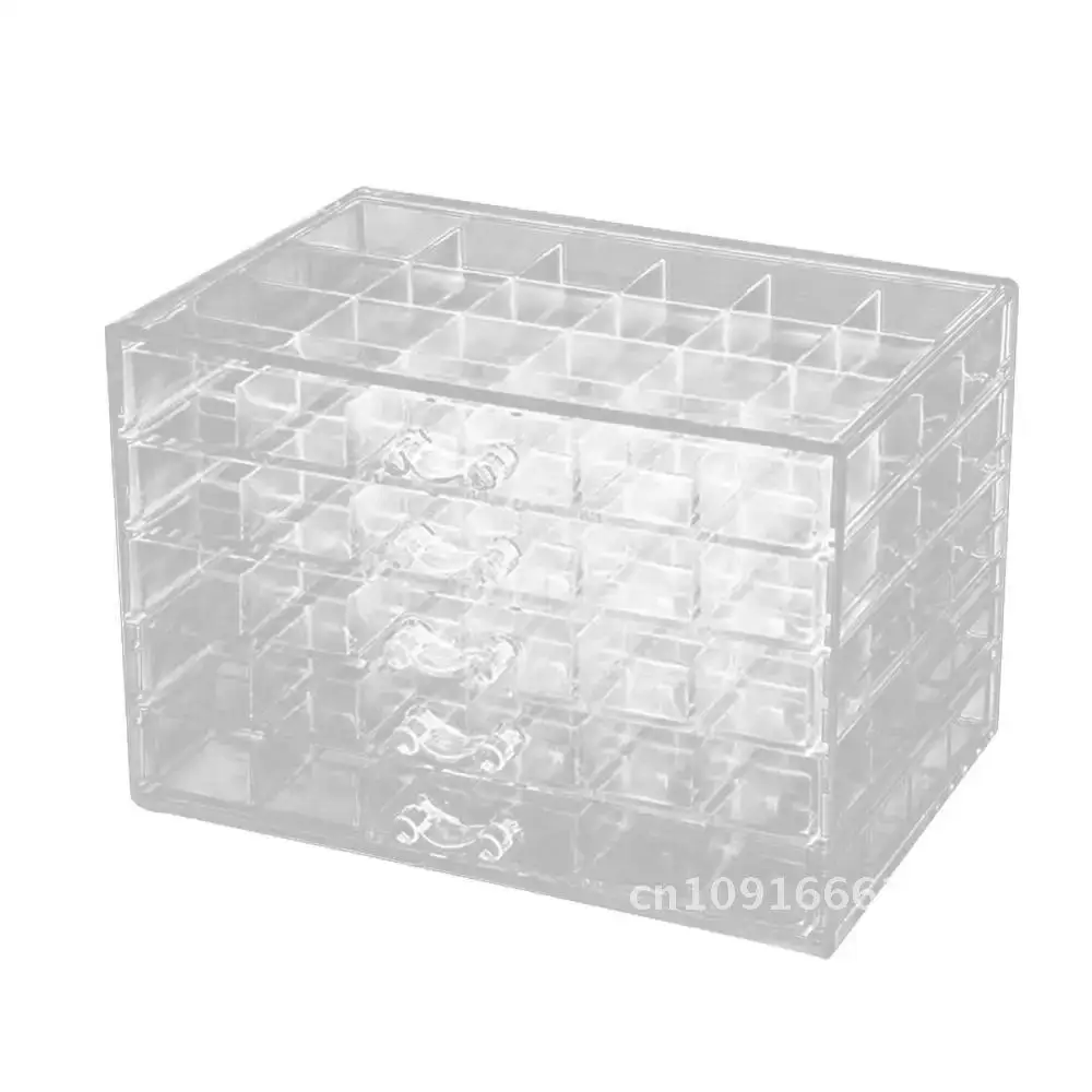 120 Grids Transparent Shelf Nail Display Showing Acrylic Cosmetic Storage Makeup Jewelry Organizer Drawer Box Manicure