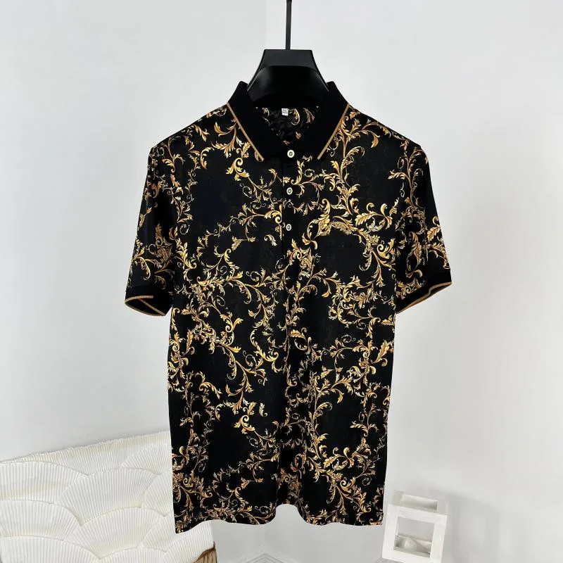 Summer Hot Fashion Men's High Quality Floral Print Embroidery Polo Shirts F100