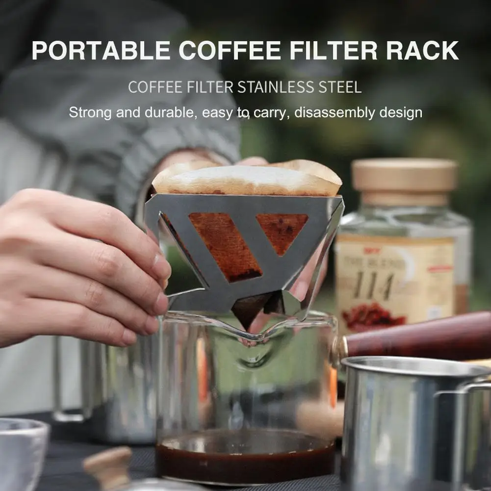 Portable Coffee Drip Rack Stainless Steel Coffee Filter Rack Outdoor Camping Dripper Foldable Coffee Drip Holder for Hiking