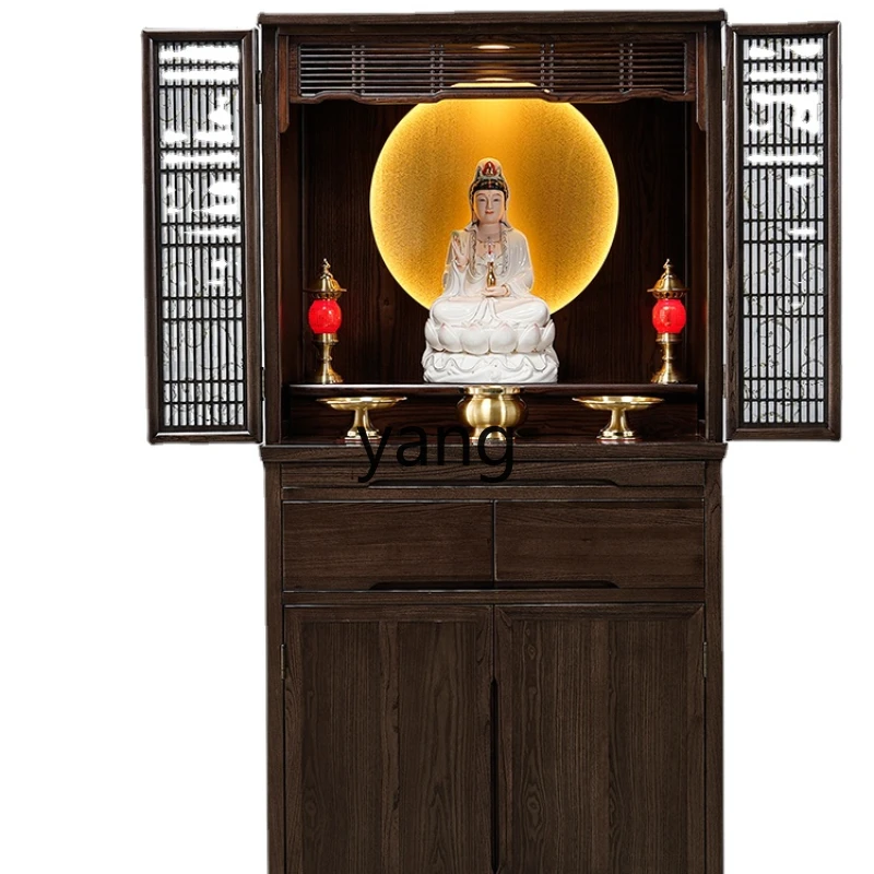 

CX Black Walnut Color Buddha Niche New Chinese Style Altar Clothes Closet Buddha Shrine