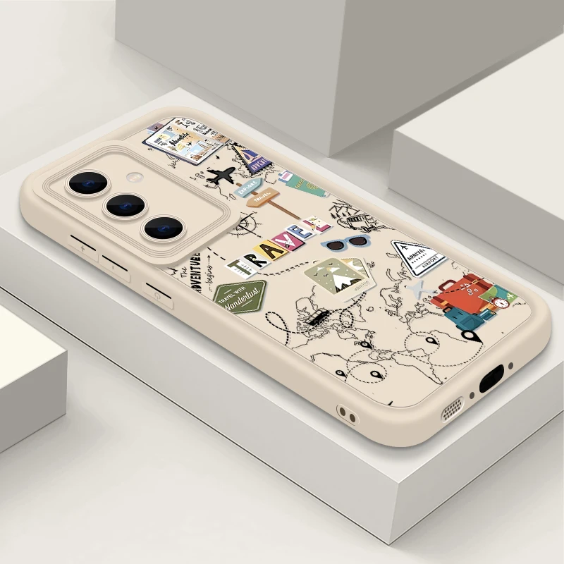 Travel Maps Soft Silicone Case For Samsung Galaxy S25 Edge S24 Ultra S23 FE S22 Plus A56 A36 A26 A16 A55 A35 A25 A15 A54 Cover