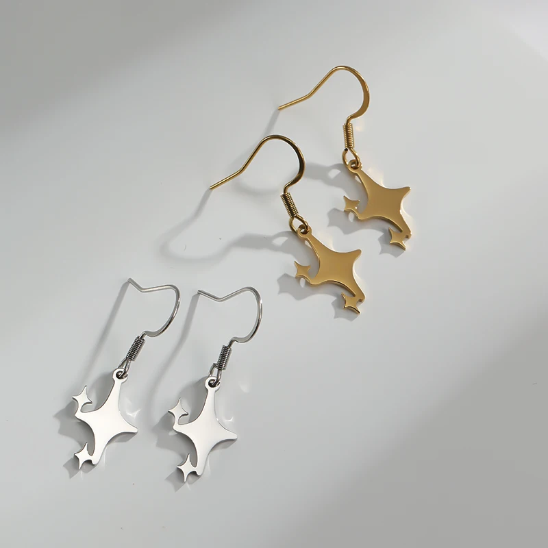 Simple Triple Star Drop Earrings Women Hypoallergenic Stainless Steel Pendant Elegant Dangle Piercing Earrings Jewelry Gifts