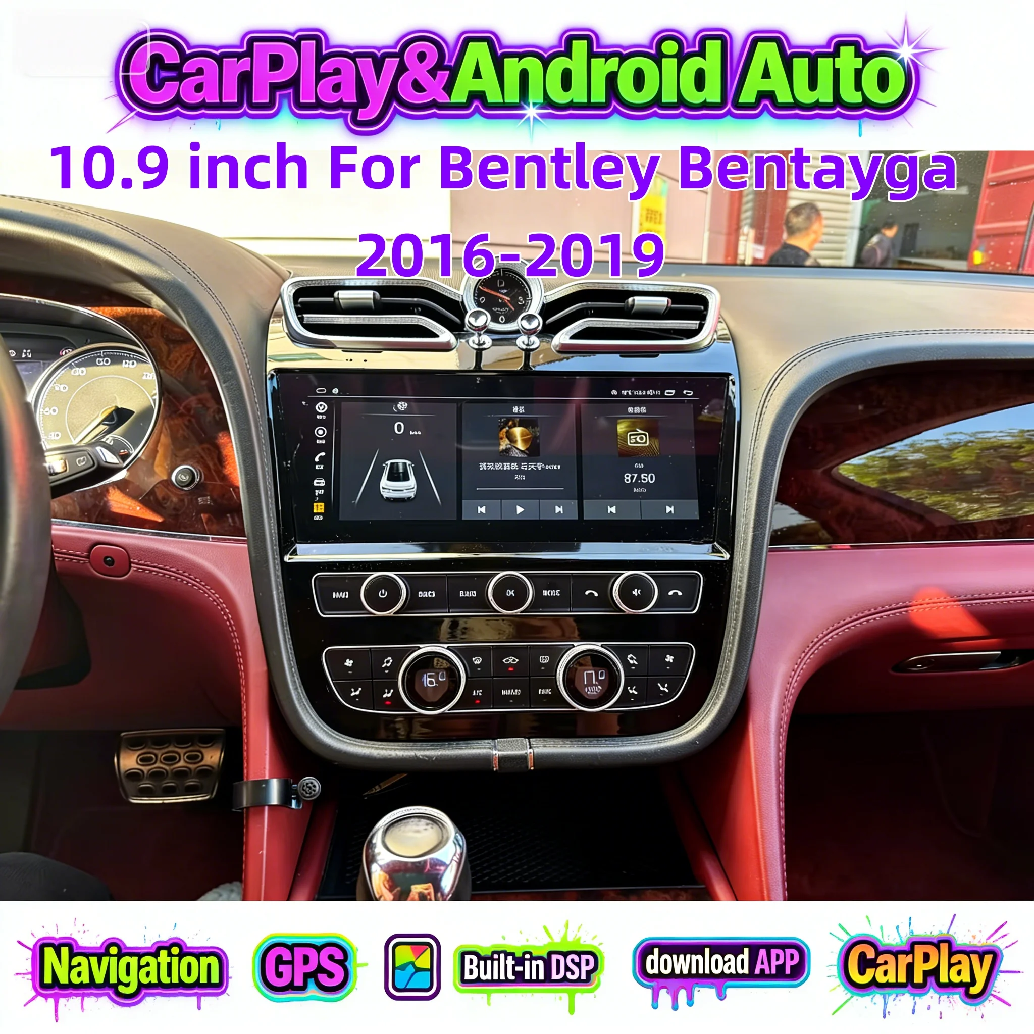 

Android Wireless CarPlay Bluetooth 5.0 Stereo For Bentley Bentayga 2016-2019 Multimedia Video Player DSP Auto Navigation Head