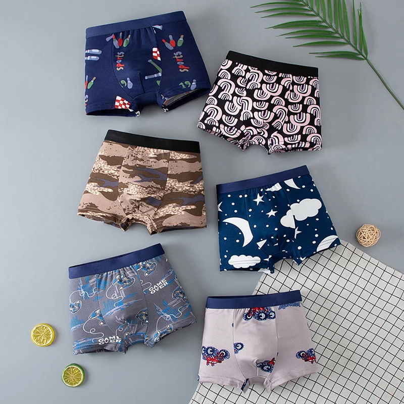 5/6-piece Set Of Children's Multi-color Cute Printed Underwear Comfortable Boxer Shorts Boys' Casual Versatile Base Shorts
