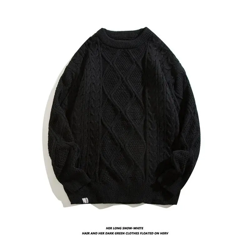 

Retro round Ne Thi Needle Knitwear Men's Winter Thiened Loose Trendy Large Size Men's Knitted Sweater Outerwear
