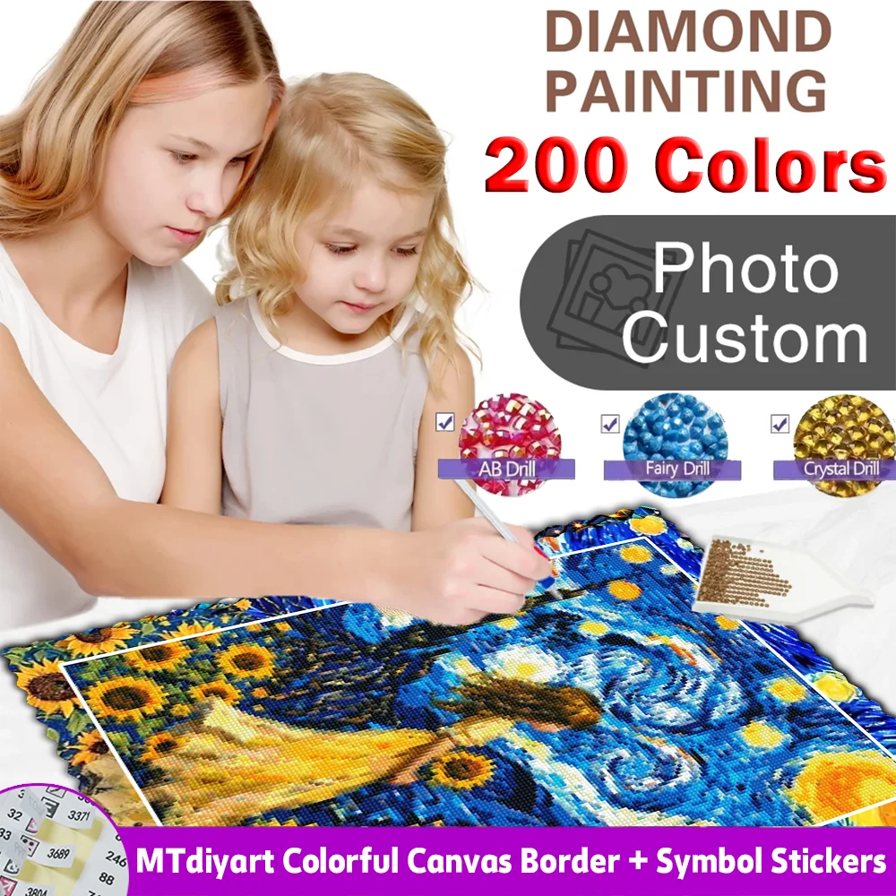 200 Colors Photo Custom Diamond Painting Print Colored Canvas Borders Symbol Stickers Resin Crystal Fairy Dust AB 5D DIY Decor