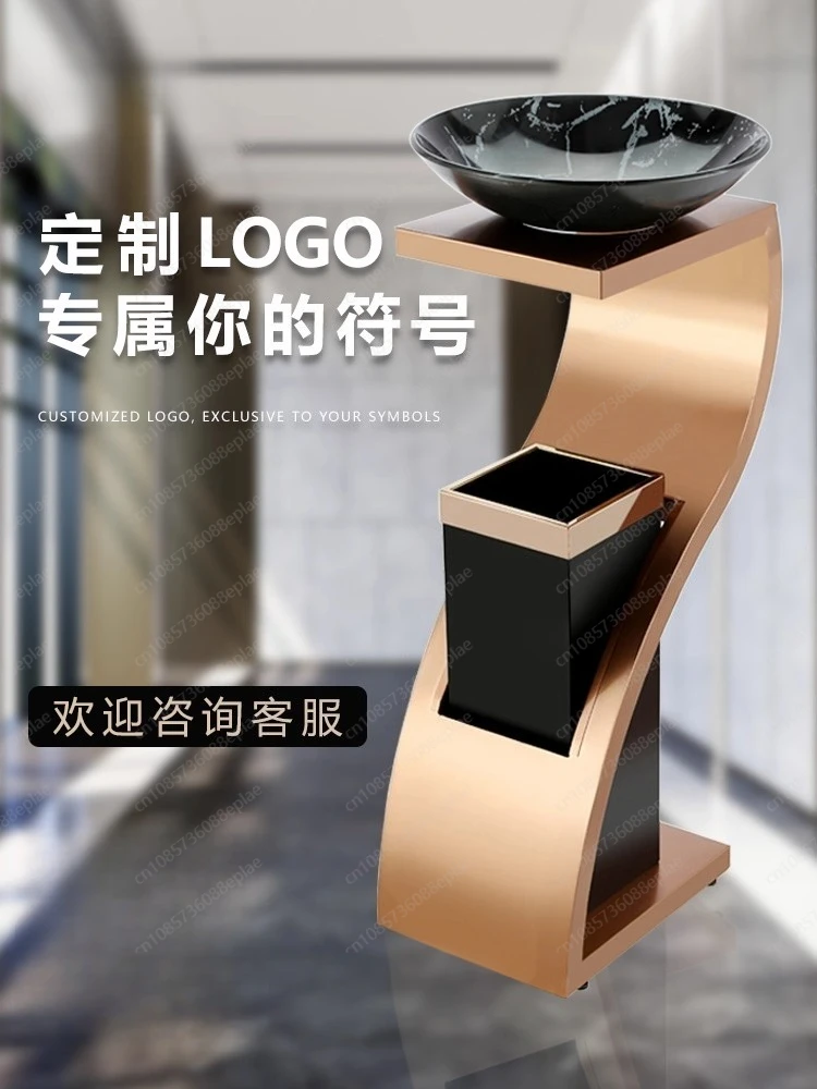 سلة مهملات من الفولاذ المقاوم للصدأ مع منفضة سجائر، صندوق تجاري قائم لردهة الفندق، والمركز، والممر والممر #3