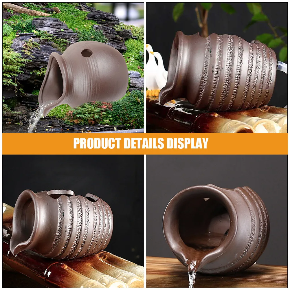 

Ceramic Pot Spitter Fountain Decor Realistic Sculpture for DIY Water Feature Garden Pond Fountain Outdoor Decor Landscape