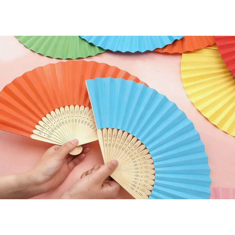 Personalized Engraved White Folding Elegant Paper Fan with Gift bag Portable Party Wedding Supplies