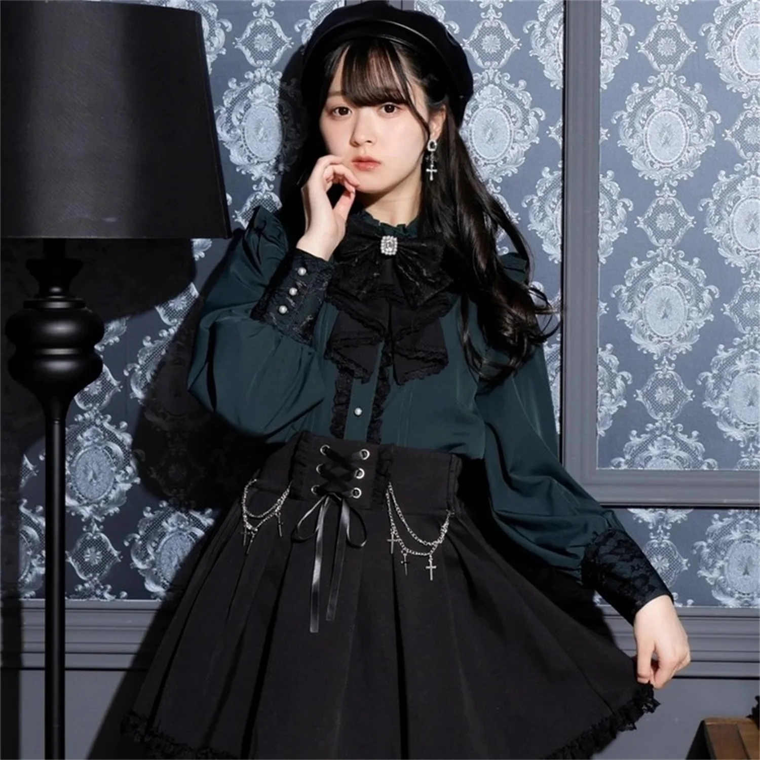 Noemi M3 New Sweet Cute Long Sve irt Detachable Bow Tie Polyester Fiber Straight Cut Lightweight Summer Faion Women's...
