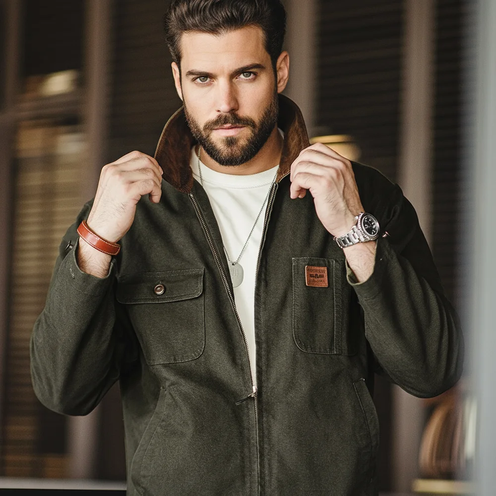Maden Retro Cotton Canvas Jacket Men's Autumn Outerwear