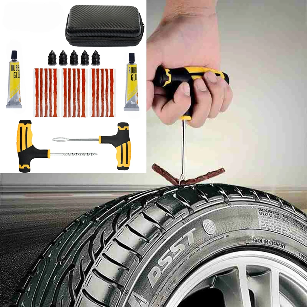 Emergency Tire Repair Kit - Quick Fix Heavy-Duty Glue & Rubber Strips for Cars/Trucks/RVs Puncture, On-the-Go Safety