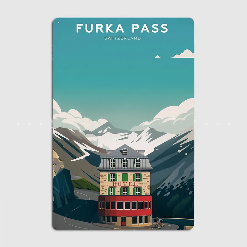 Furka Pass - Switzerland Vintage Posters Wall Art Metal Plaques Tin Sign Interior Home Room Decoration Kitchen Wall Decor