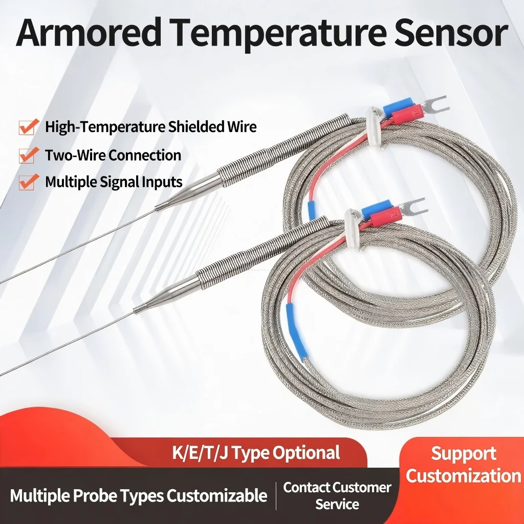 Type K armored thermocouple 1.5M wire needle probe temperature sensor for high temperature industrial applications.