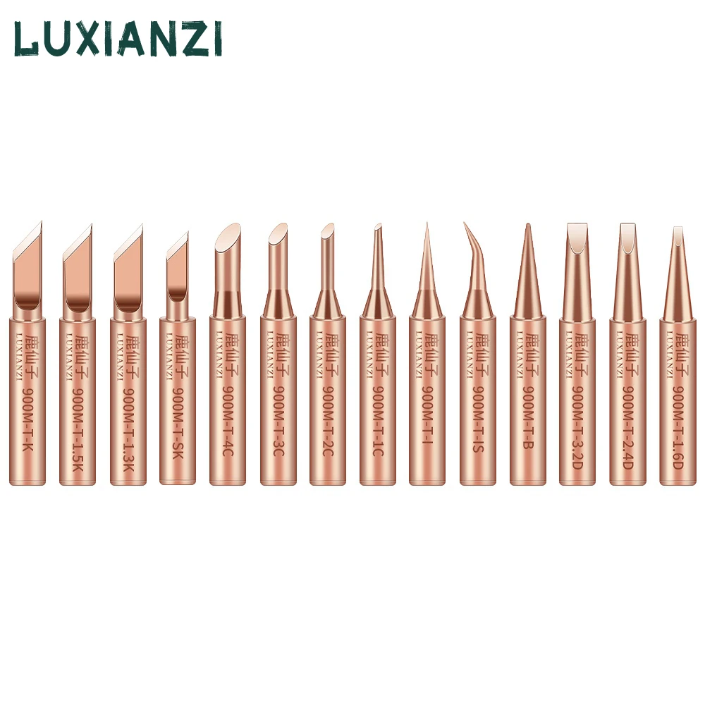 LUXIANZI 3/4/5pcs 900-T Pure Copper Soldering Iron Tip K/SK/I/IS/2.4D/3.2D Welding Head BGA Rework Station Soldering Tool Kit