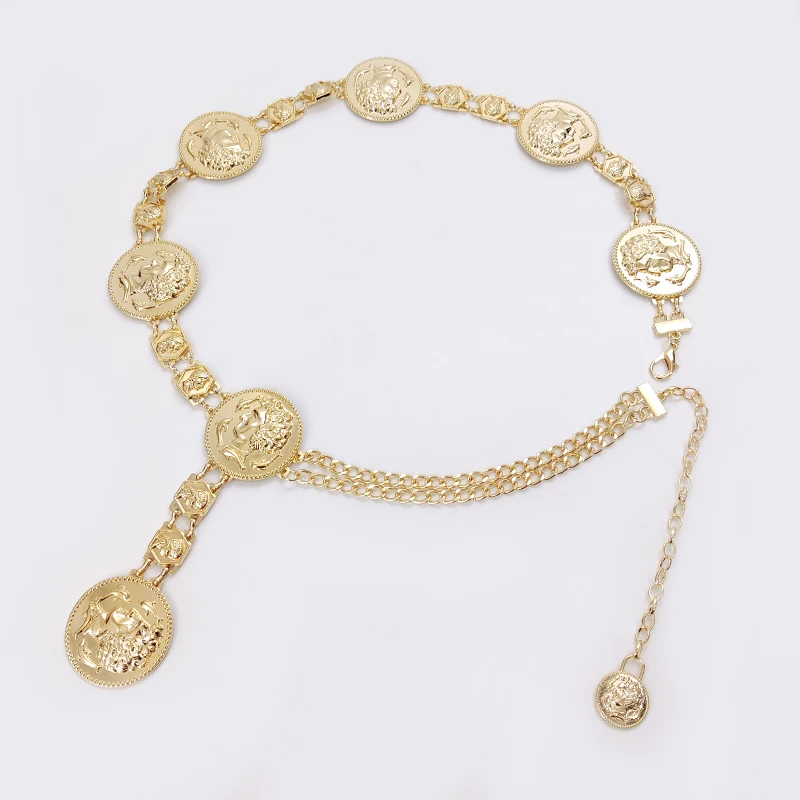 Fashion Gold Chain Belt Female Adjustable Dress Waistband Tassel Designer Belts For Women Luxury Brand Punk Goth  Accessory