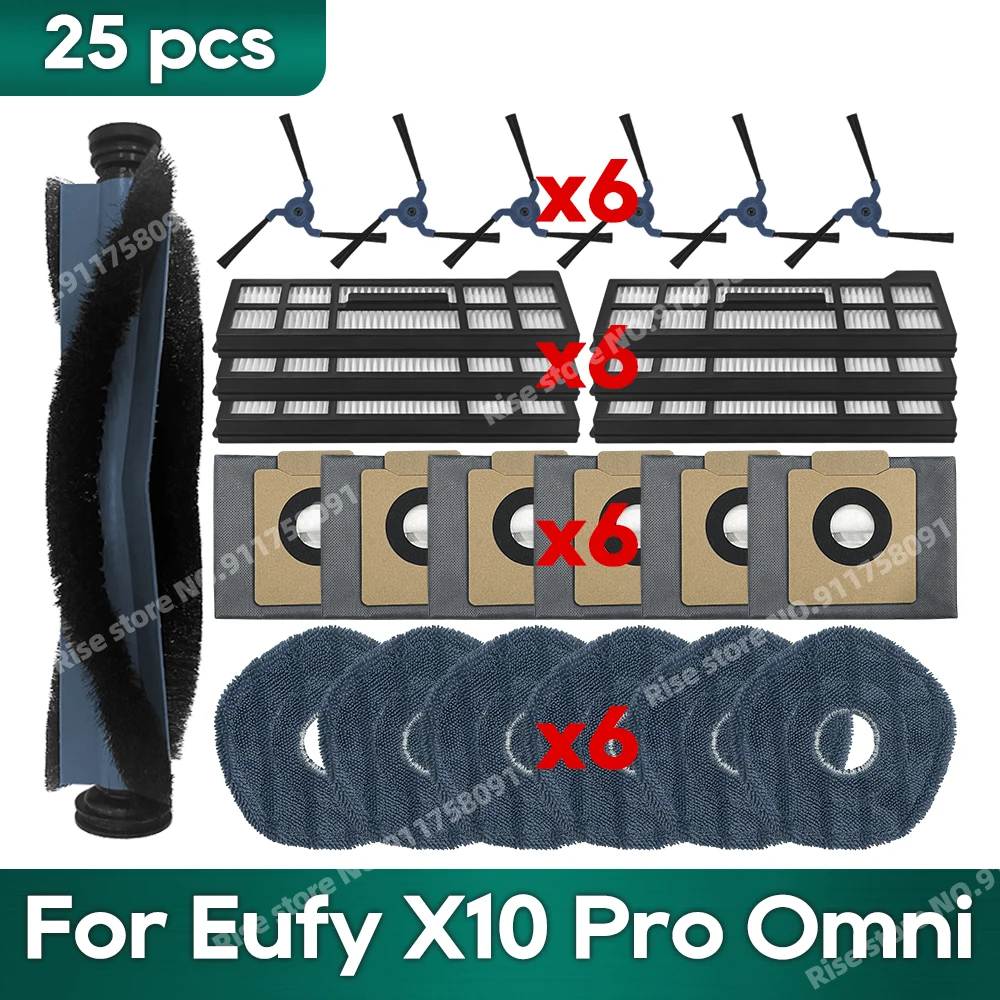 Accessoires geschikt voor Eufy X10 Pro Omni Robotstofzuiger Stofzak Hepa Filter Roller Zijborstel Mop Doek