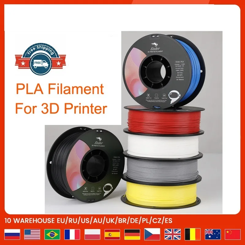 Top PLA Filament Samples 2Pcs 1KG/roll 1.75mm Black+White Two Color for ALL FDM CREALITY 3D Printer /Reprap/Makerbot