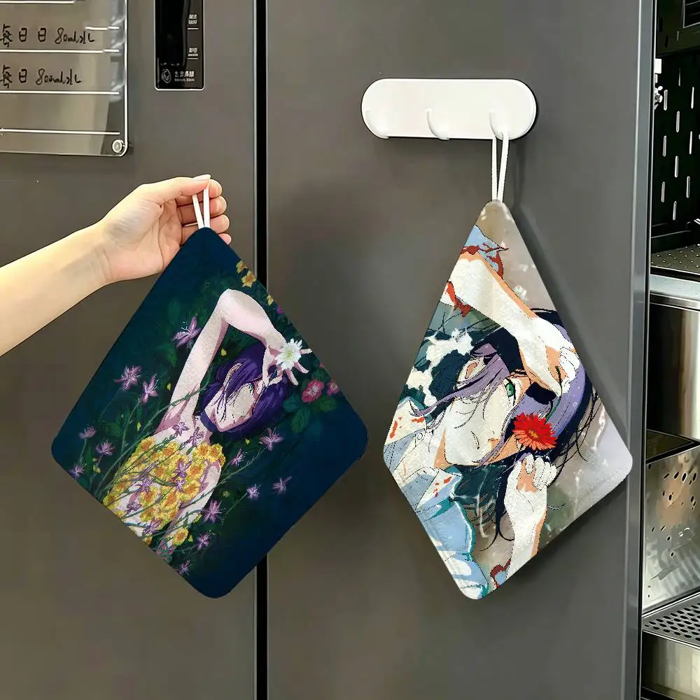 Movie Anime C-Chainsaw Man R-Reze Multi-scene Polyester Cotton Towel, Hanging Hand Wiping Cloth for Kitchen Bathroom Hotel
