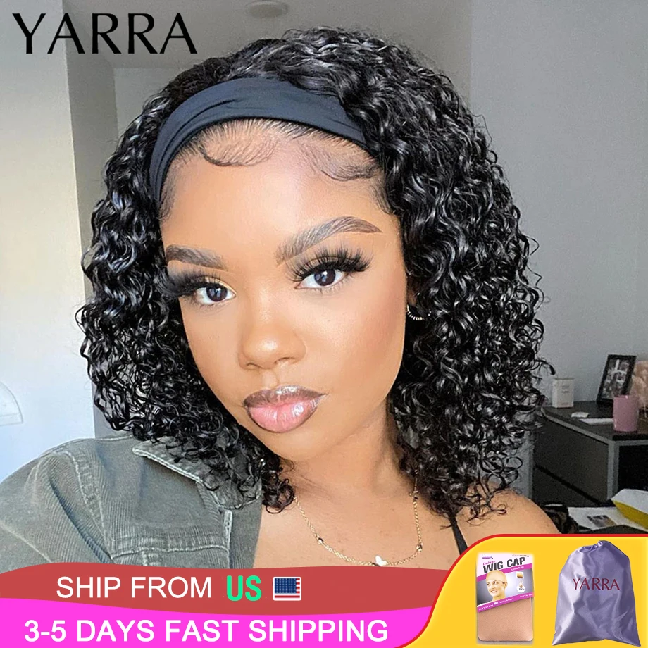 

Brazilian Kinky Curly Headband Wig Human Hair 8-30 Inch Glueless Kinky Curly Human Hair Wigs for Women Easy to Go 180% Yarra