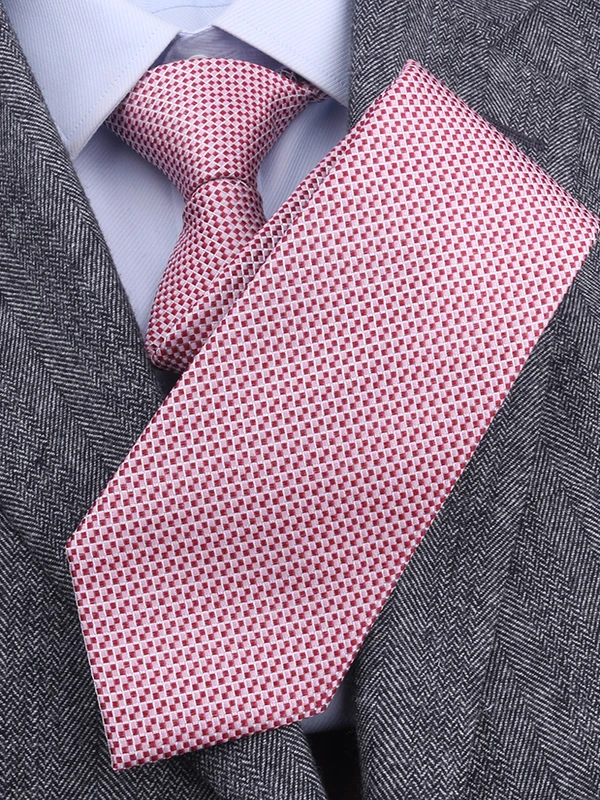 手作りシルクネクタイ-メンズ-ビジネス-フォーマル-高級-マルベリーシルク-ピンク-8cm-ネクタイ-チェック柄-蝶ネクタイ-おしゃれ-ギフトボックス入り