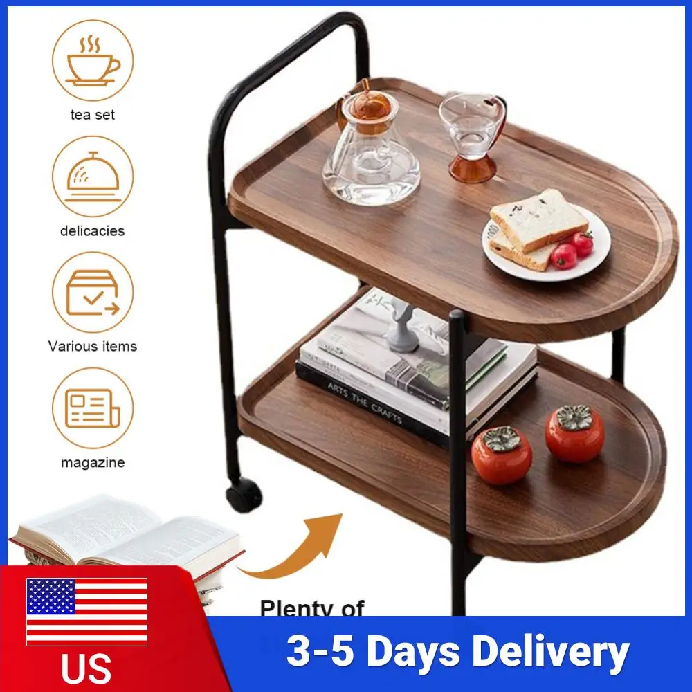 

Передвижной маленький столик из орехового дерева, элегантный кофейный столик с большой вместимостью, износостойкая полка для хранения книг, чая, ваз