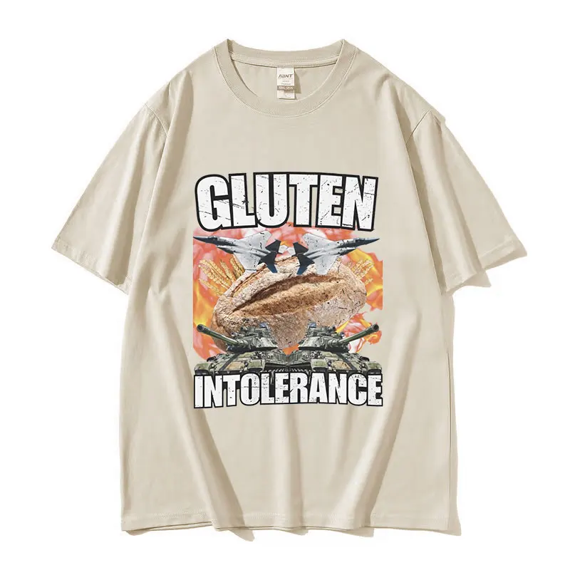 مضحك الغلوتين عدم برداشت ميمي الجرافيك تي شيرت الرجال النساء ريترو موضة قصيرة الأكمام تي شيرت Harajuku المتضخم تنفس #4