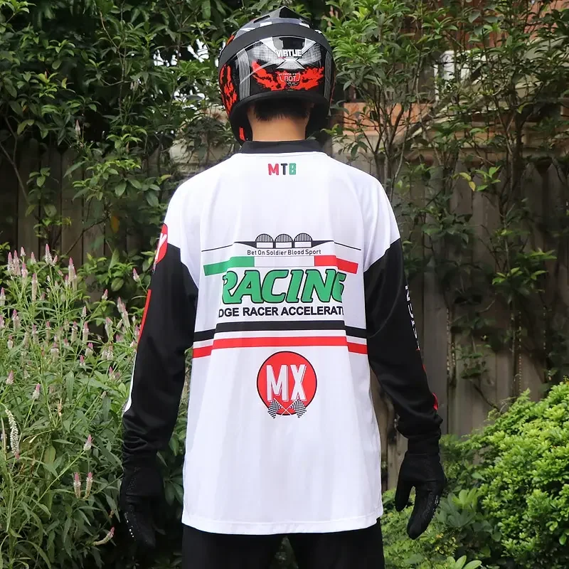 プロのマウンテンバイクジャージ,バイクウェア,マウンテンバイクトップ,オフロードレース,ゆったりとしたTシャツ,フィットネス,長袖,新品