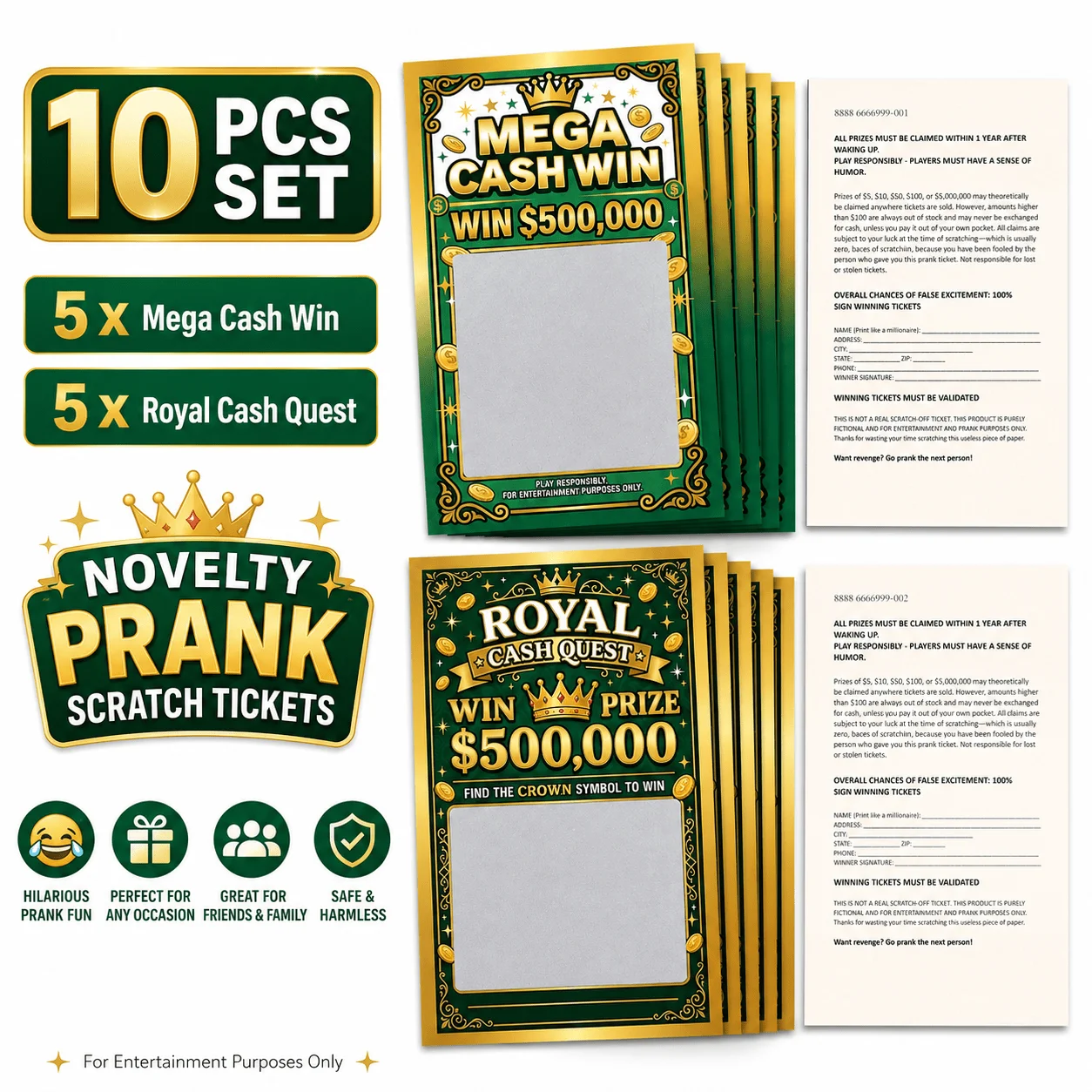 Novelty Scratch Card Game, Funny Prank Ticket for Parties, Family Gatherings and Friends, Fun Scratch-Off Entertainment Gift