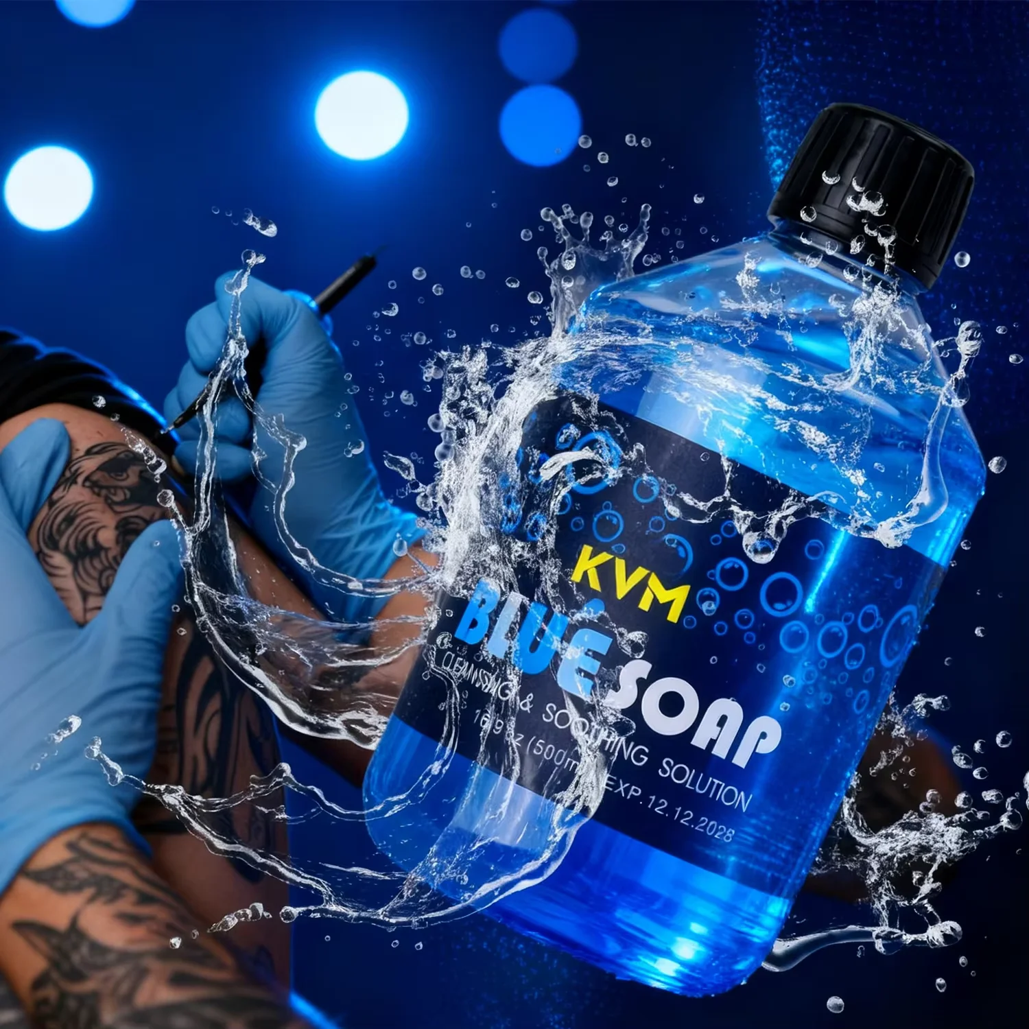 Tattoo Blue Soap Cleansing Solution Set with Foaming Bottle Tattoo Cleaning & Soothing Soap for Tattoo Artists 40/500ml