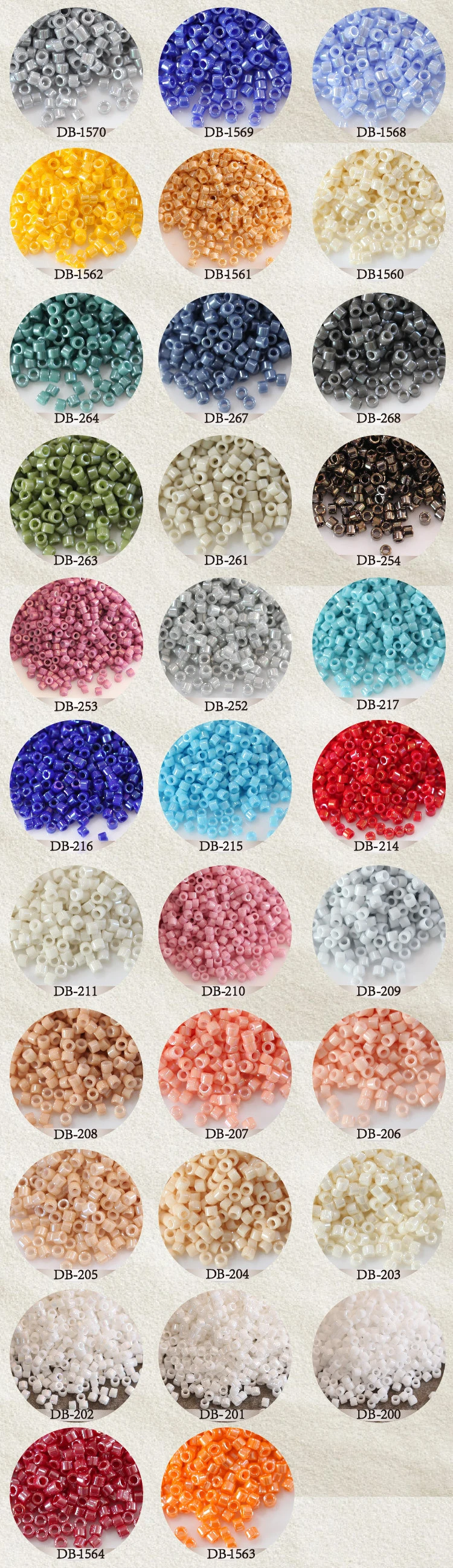 1.6mm 200pcs Miyuki antique beads imported from Japan, Delica solid color bright glass rice beads DIY bracelet jewelry materials