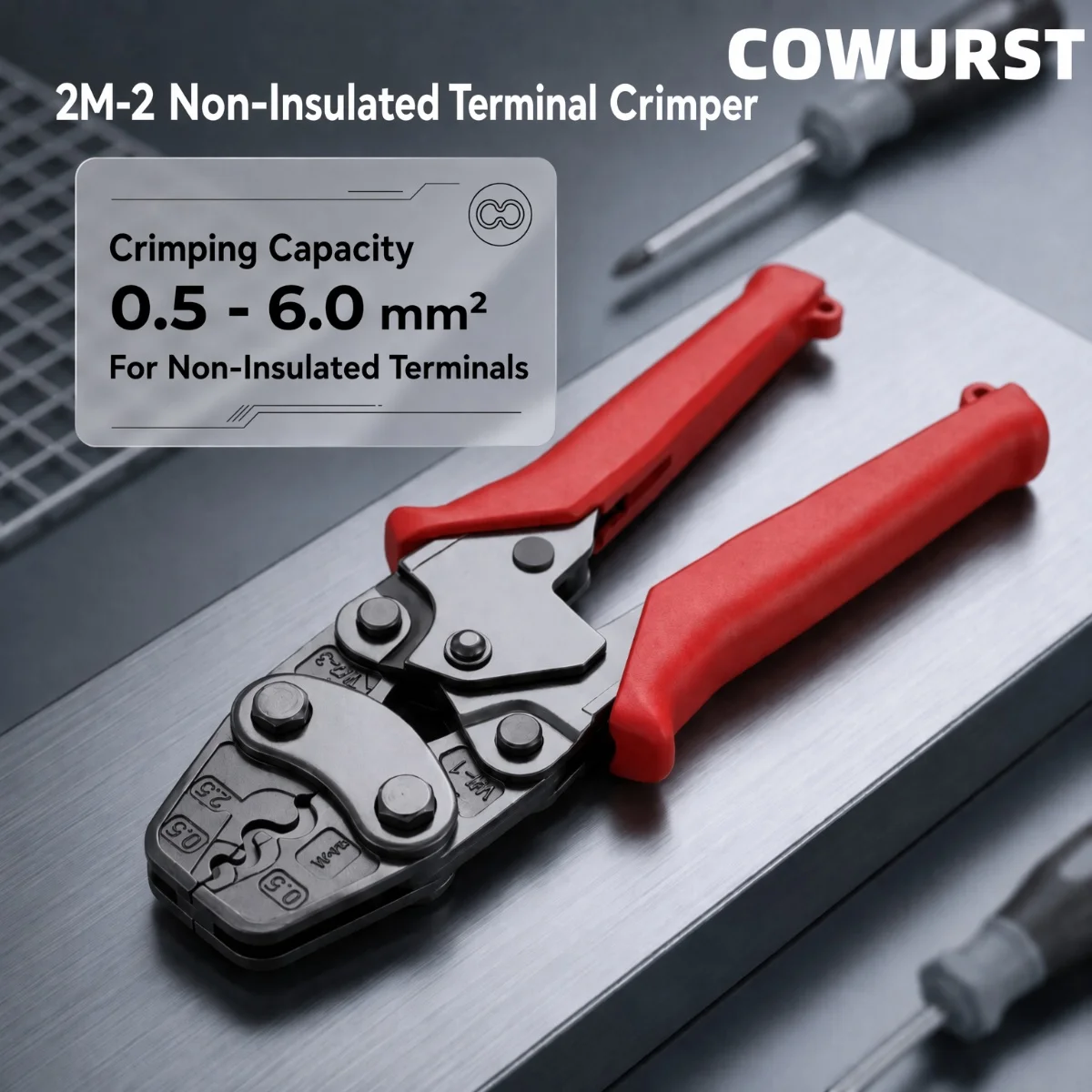 2MA-2 Crimping Pliers, 5-Way Crimp Sizes 0.3/1.25/2/3.5/5.5, O-Type U-Type Bare Terminal Crimper, Electrical Wire Crimping Tool