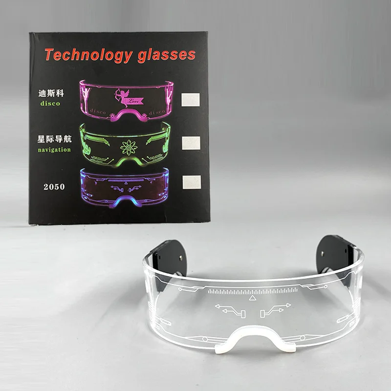 Modische Leuchtende Dekorative Brillen Neon-Licht-Dekoration LED-Sonnenbrille für Nachtclub DJ Tanz Musik Rave Kostüm Nacht – Detail 8