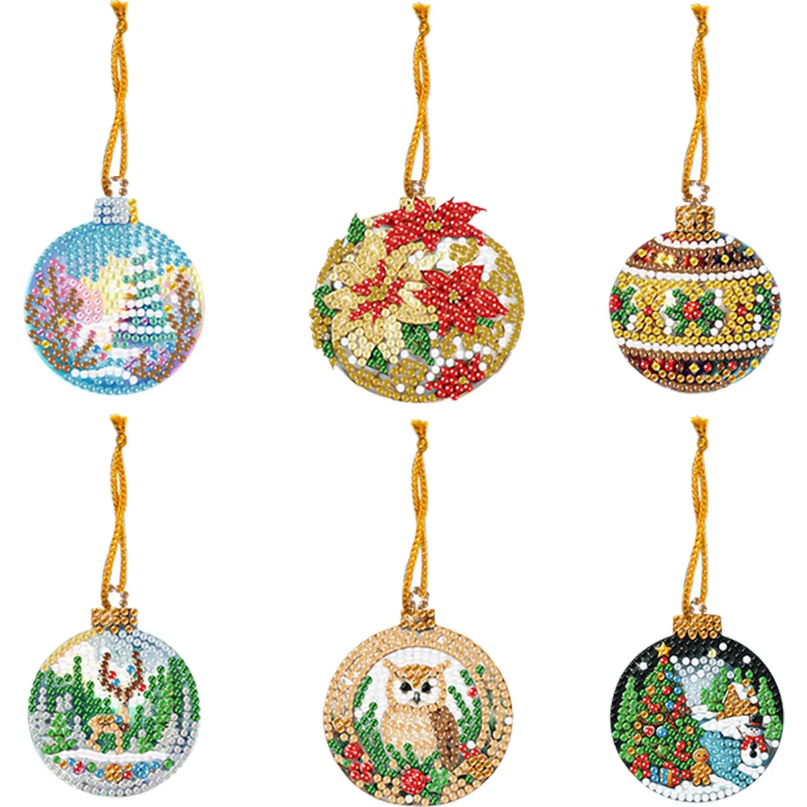 

Набор для алмазной вышивки (6 шт.) с рождественской тематикой, 2D/плоский, для самостоятельного изготовления, подвесные алмазные картины, декор для дома и окон