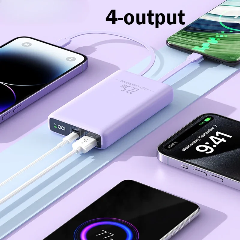 10000mAh 22.5W Fast Charging Portable Charger With Cable External Spare Battery Mobile Powerbank For iPhone Xiaomi Power Bank