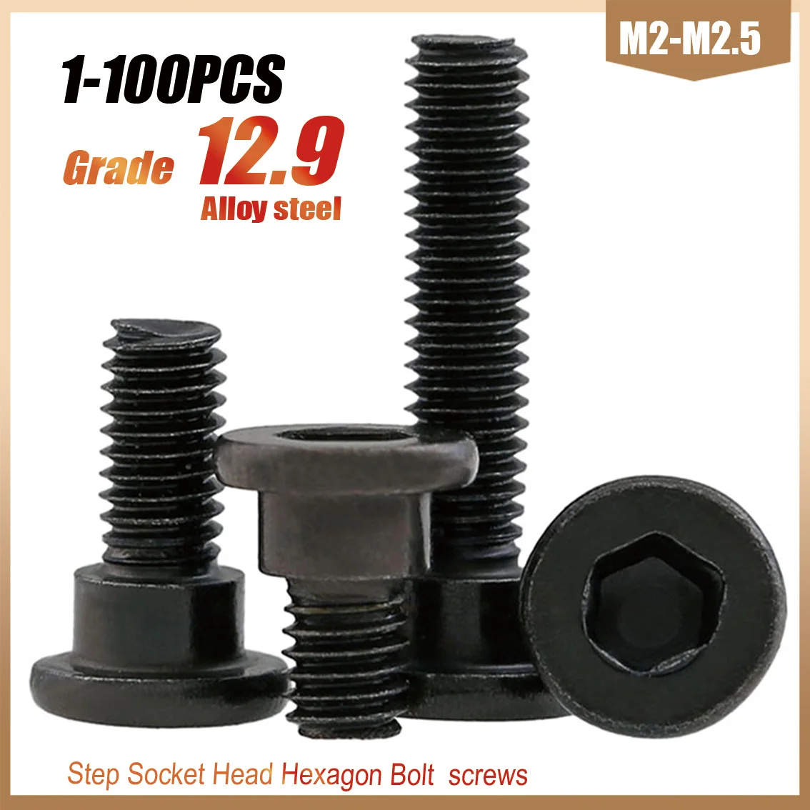 5-100Pcs M2.5 M3 Magnetic Grade 12.9 Alloy Steel Round Head Hexagon Socket Screw Shoulder Step Pressure Plate Positioning Screw