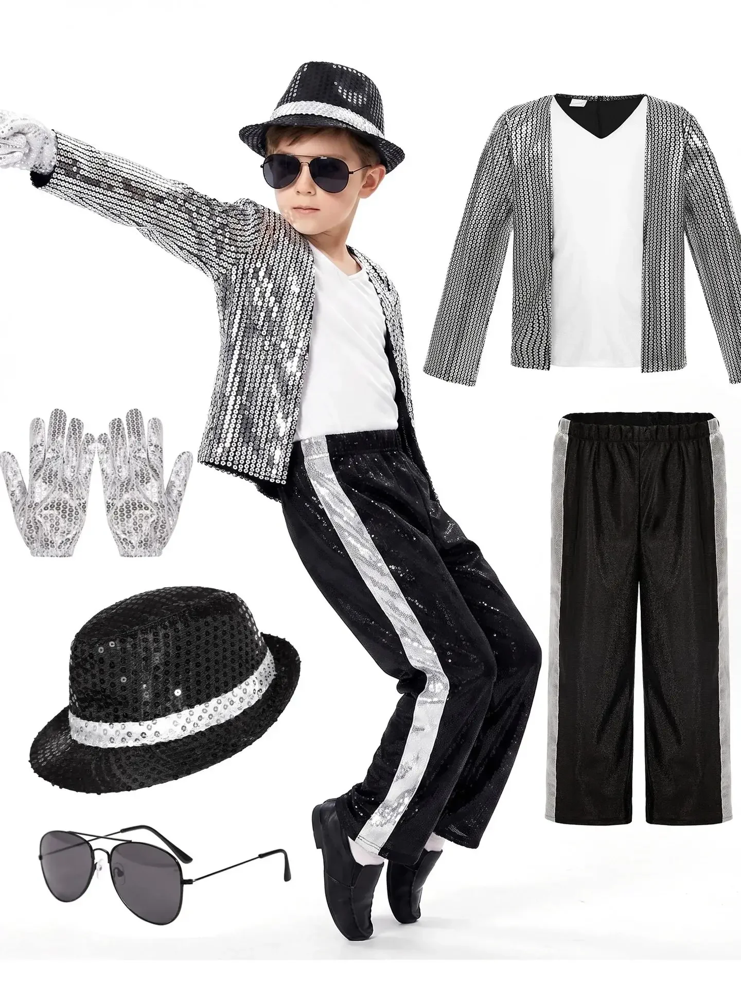 2026 Michael Jackson 80s Pop Star  Costume Classic Performance Stage Dancer Festival Singer Boys Outfit Halloween Party view 6