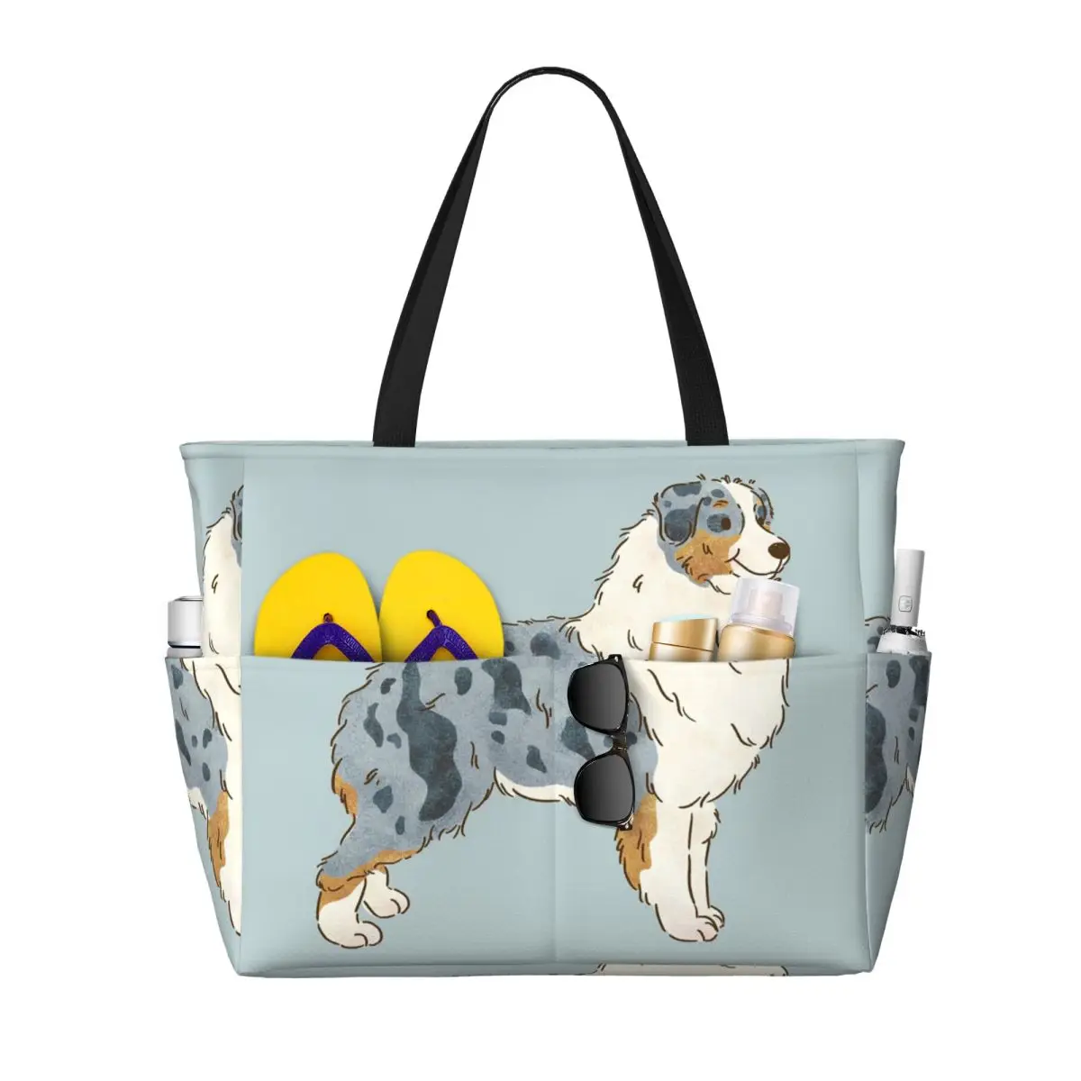 

Australian Shepherd Aussie Dog Beach Tote Bag Sport Gym Yoga Duffle Large Tote Bag Women Travel Bag Fitness bag