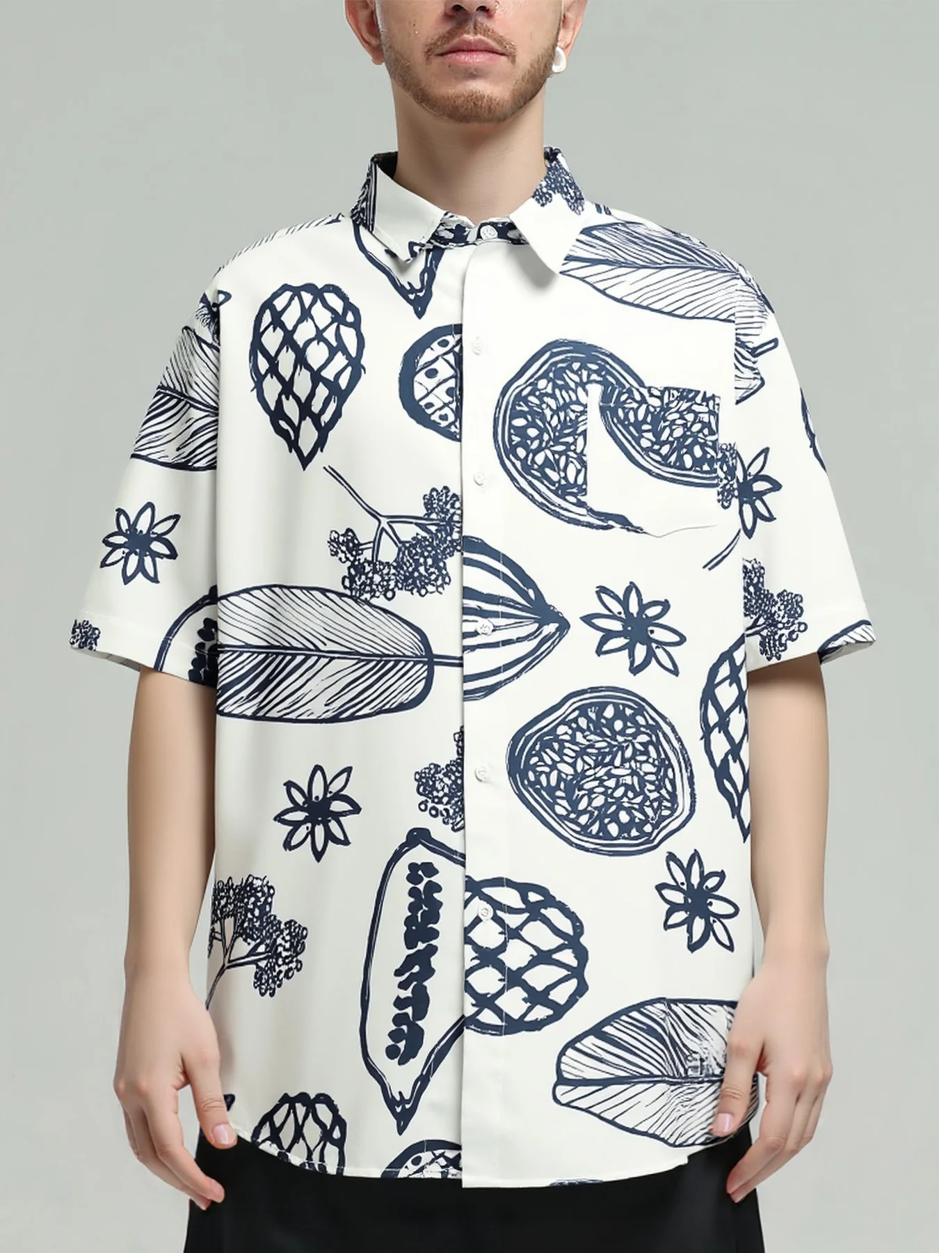 Übergroße lose Kurzarm Obst druck drucken Hawaii Strand Sommer Männer Hemd Student Paare Mode lässig Herren bekleidung