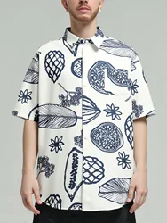 Oversized Loose Short Sleeve Fruit Printing Print Hawaii Beach Summer Men Shirt Student Couples Fashion Casual Mens Clothing