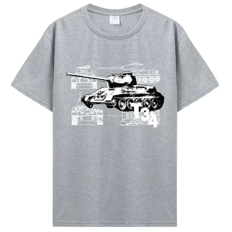 Hot Selling Soviet Army Weapon Equipment T34 Tank T-Shirt Cotton O-Neck Short Sleeve Men's T Shirt Oversized