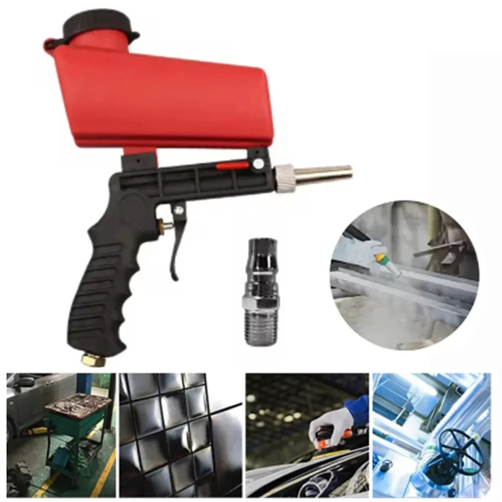 

Adjustable Sandblasting Gun 90 Psi Portable Sand Blaster Paint Spray Machine Gravity Pneumatic Small Handheld Blasting Gun Set