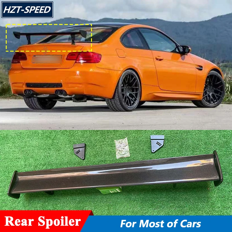 GTS Style High Feet Carbon Fiber Rear Spoiler Trunk Wing For Mercedes Benz BMW E90 E92 E93 F30 F10 Audi Honda Most Cars Tuning